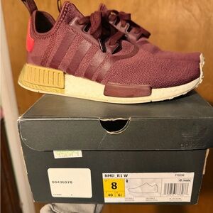 Adidas NMD_R1 W Maroon and Gold Sneakers
